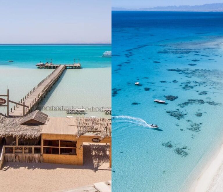 Mahmya oder Orange Bay mit türkisfarbenem Wasser, weissem Sand und Inselgefühl ab Hurghada